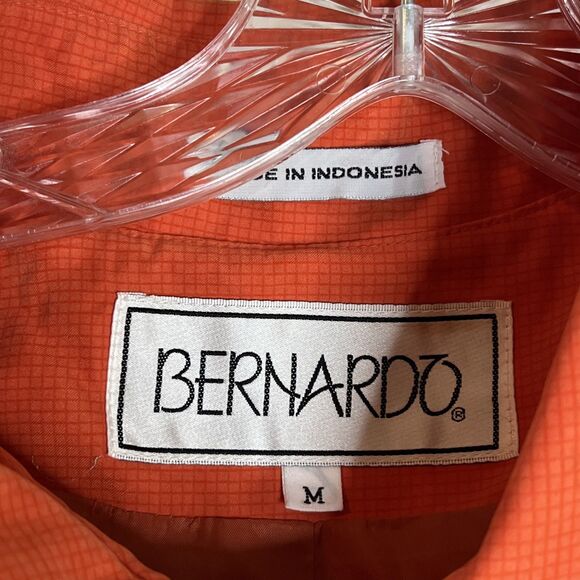 Bernardo Vintage Orange Button Down Padded Shoulder Trench Coat Medium - Picture 9 of 13